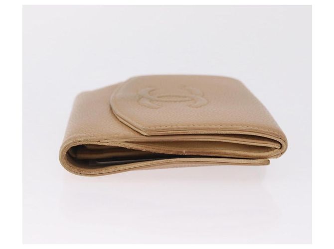 Cartera CHANEL de piel caviar beige CC - vista 4