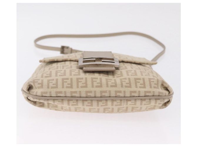 FENDI Zucchino Canvas Shoulder Bag Beige Silver 8BT075 - vista 12