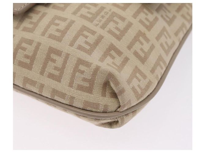 FENDI Zucchino Canvas Shoulder Bag Beige Silver 8BT075 - vista 14