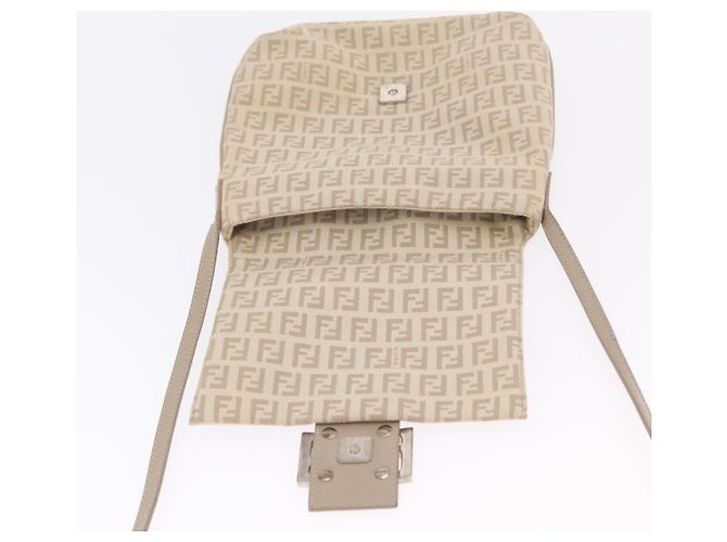 FENDI Zucchino Canvas Shoulder Bag Beige Silver 8BT075 - vista 21