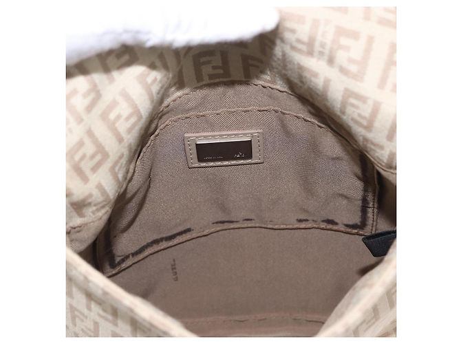 FENDI Zucchino Canvas Shoulder Bag Beige Silver 8BT075 - vista 23