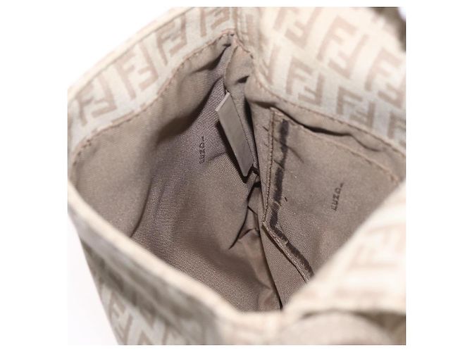 FENDI Zucchino Canvas Shoulder Bag Beige Silver 8BT075 - vista 26