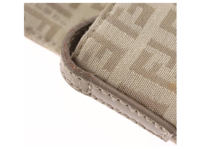 FENDI Zucchino Canvas Shoulder Bag Beige Silver 8BT075 - vista 29