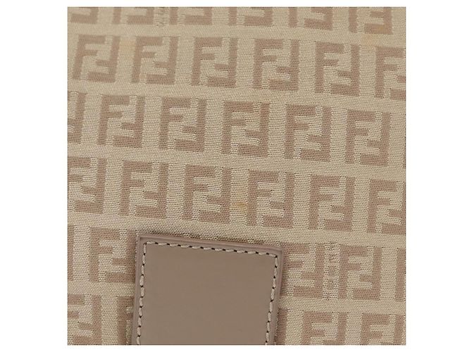 FENDI Zucchino Canvas Shoulder Bag Beige Silver 8BT075 - vista 3