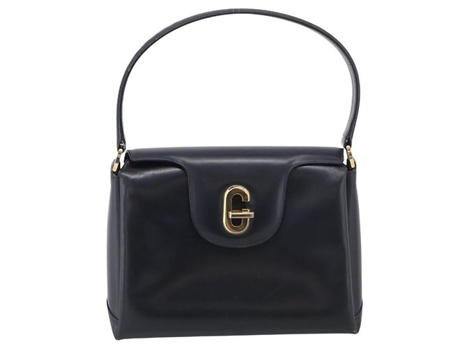 GUCCI Hand Bag Leather Black Gold Tone - vista 2