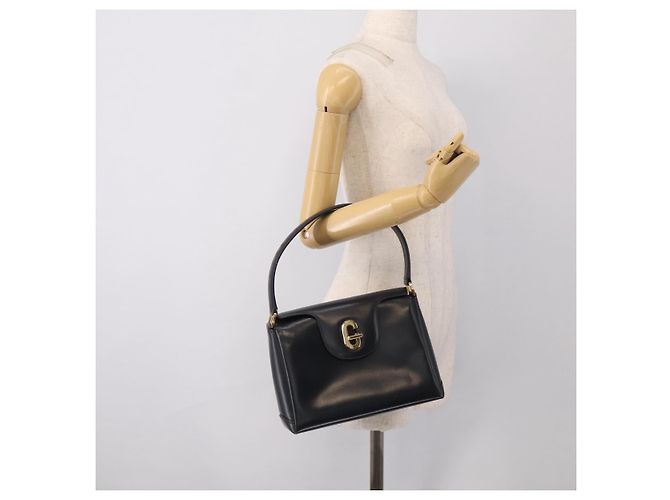 GUCCI Hand Bag Leather Black Gold Tone - vista 25