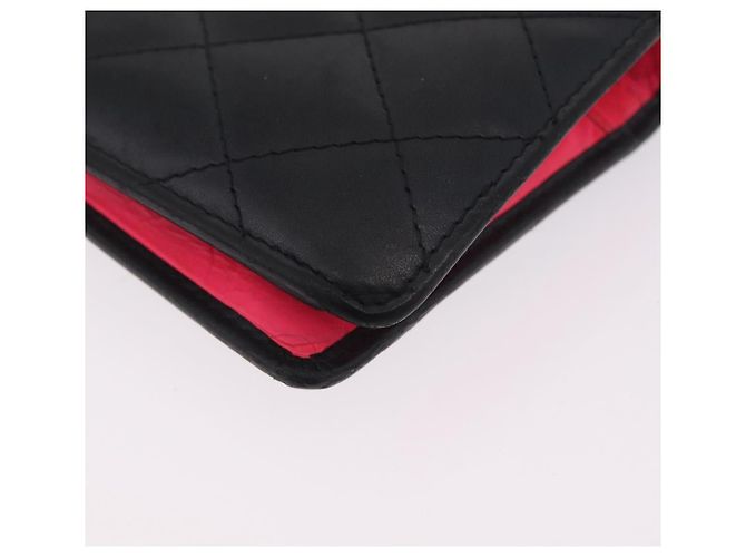 CHANEL Matelasse Cambon Line Long Wallet Lamb Skin Black Silver CC - vista 10