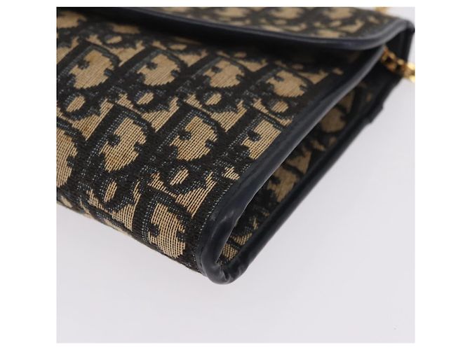 Christian Dior Trotter Canvas Chain Shoulder Bag Navy Gold Tone - vista 12