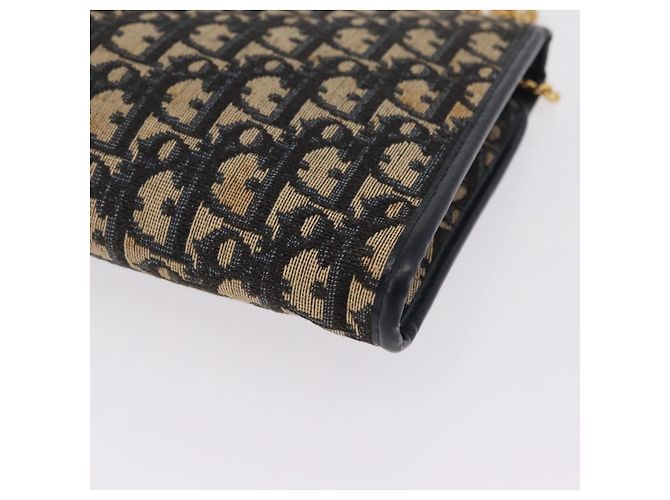 Christian Dior Trotter Canvas Chain Shoulder Bag Navy Gold Tone - vista 14