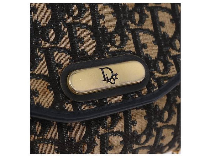 Christian Dior Trotter Canvas Chain Shoulder Bag Navy Gold Tone - vista 15