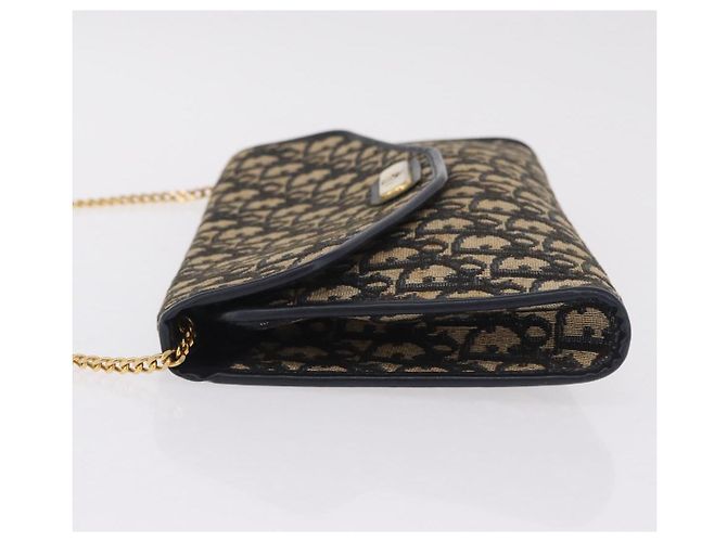 Christian Dior Trotter Canvas Chain Shoulder Bag Navy Gold Tone - vista 6