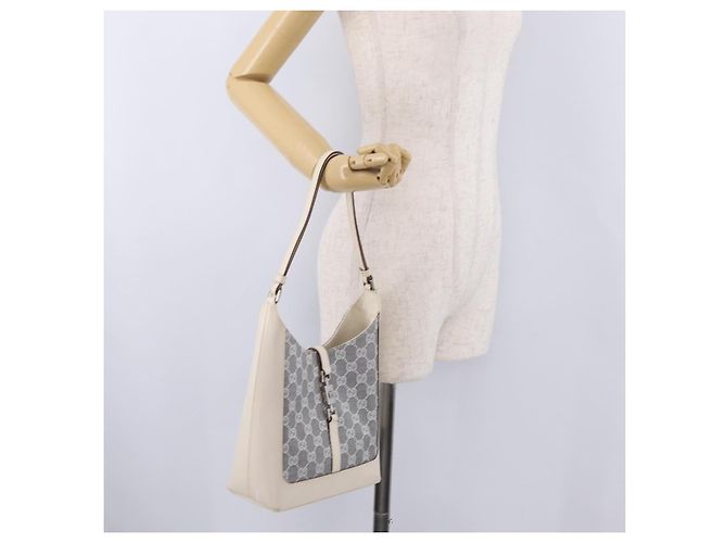 GUCCI GG Canvas Jackie Shoulder Bag Gray Silver 001 3876 - view 25