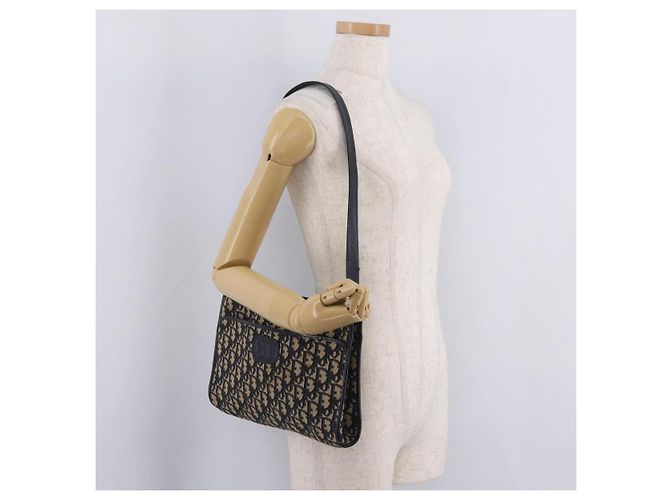 Christian Dior Trotter Canvas Shoulder Bag Navy Gold - vista 25