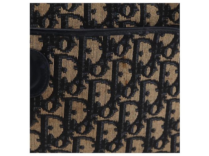 Christian Dior Trotter Canvas Shoulder Bag Navy Gold - vista 3