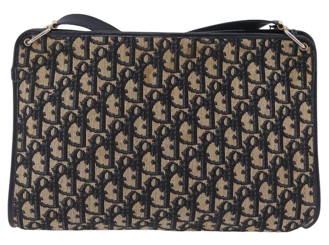 Christian Dior Trotter Canvas Shoulder Bag Navy Gold - vista 4