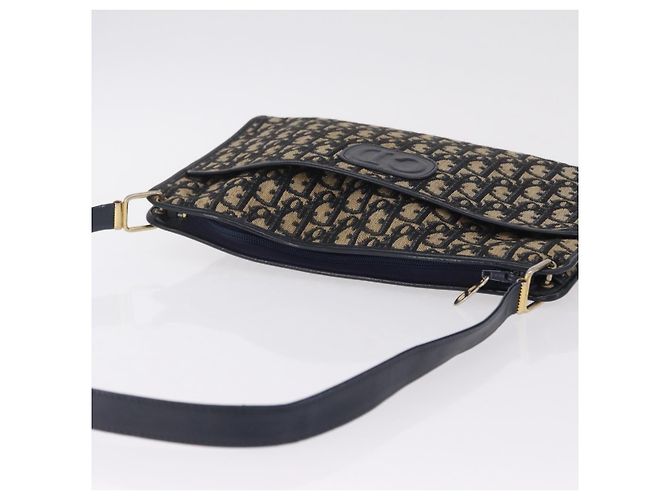 Christian Dior Trotter Canvas Shoulder Bag Navy Gold - vista 8