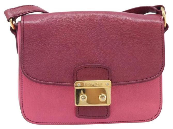 Miu Miu Madras Shoulder Bag Leather Pink Gold - vista 2