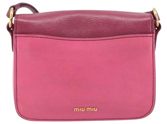 Miu Miu Madras Shoulder Bag Leather Pink Gold - vista 3