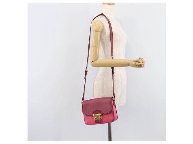 Miu Miu Madras Shoulder Bag Leather Pink Gold - vista 32