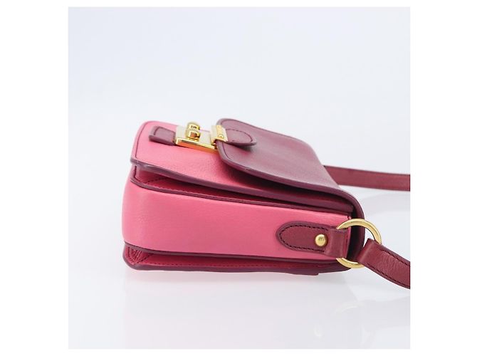 Miu Miu Madras Shoulder Bag Leather Pink Gold - vista 4
