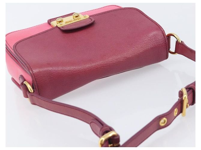 Miu Miu Madras Shoulder Bag Leather Pink Gold - vista 6