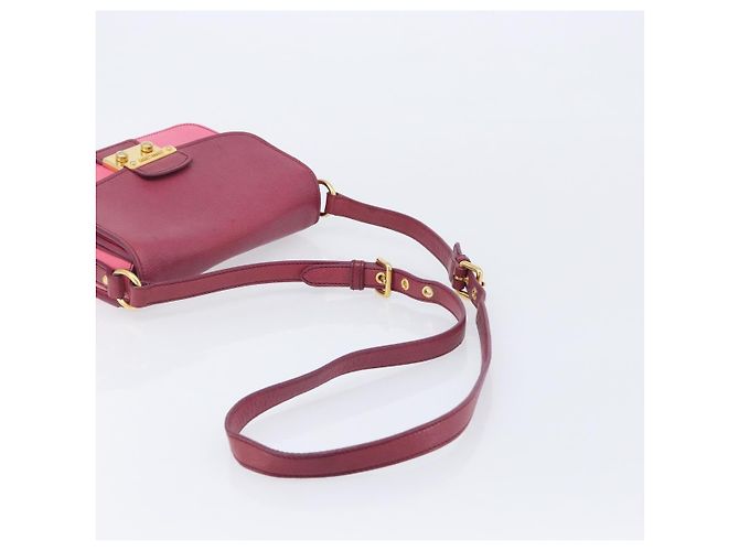 Miu Miu Madras Shoulder Bag Leather Pink Gold - vista 7