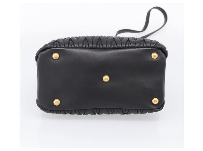 Miu Miu Matelasse Hand Bag Leather 2way Black Gold - vista 13