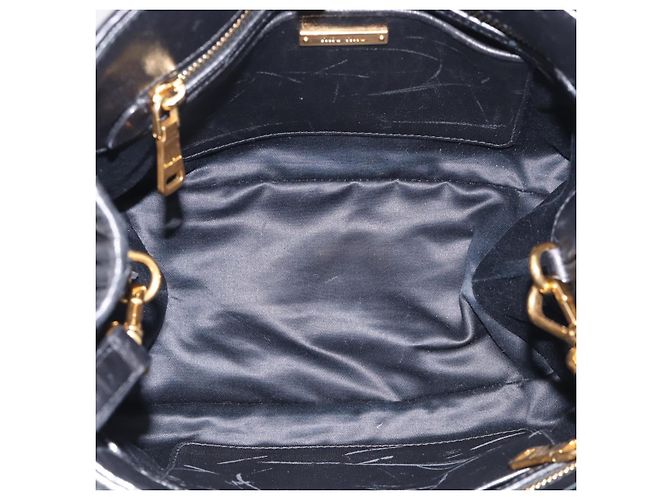 Miu Miu Matelasse Hand Bag Leather 2way Black Gold - vista 19