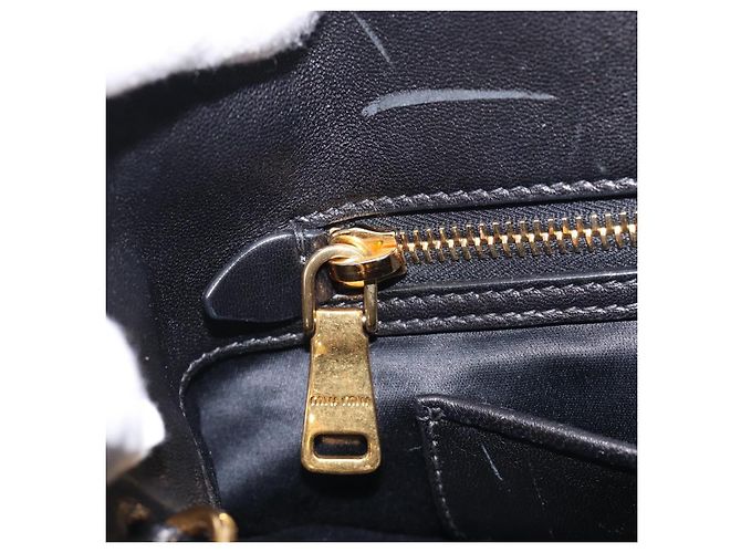 Miu Miu Matelasse Hand Bag Leather 2way Black Gold - vista 24