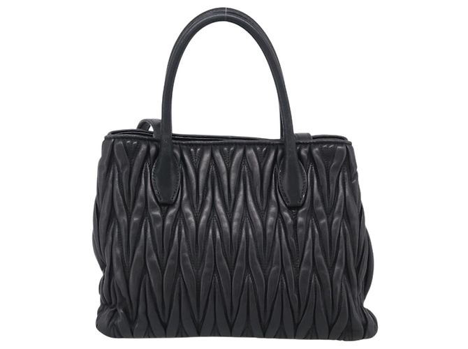 Miu Miu Matelasse Hand Bag Leather 2way Black Gold - vista 3