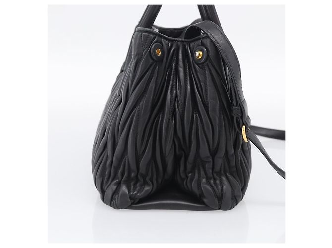 Miu Miu Matelasse Hand Bag Leather 2way Black Gold - vista 4