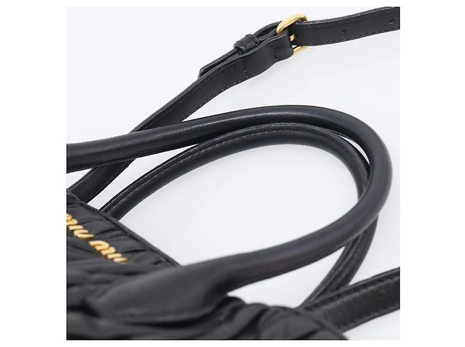 Miu Miu Matelasse Hand Bag Leather 2way Black Gold - vista 8