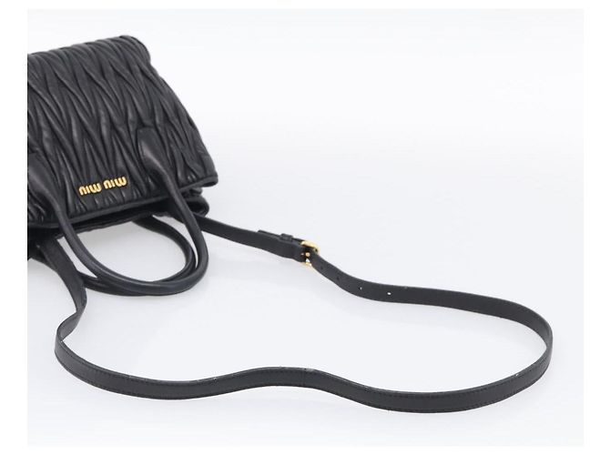 Miu Miu Matelasse Hand Bag Leather 2way Black Gold - vista 9