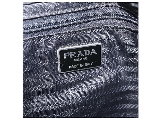 PRADA Schultertasche mit Kunststoffkette Nylon Schwarz Silber - Ansicht 15