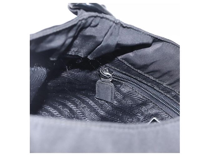 PRADA Schultertasche mit Kunststoffkette Nylon Schwarz Silber - Ansicht 19