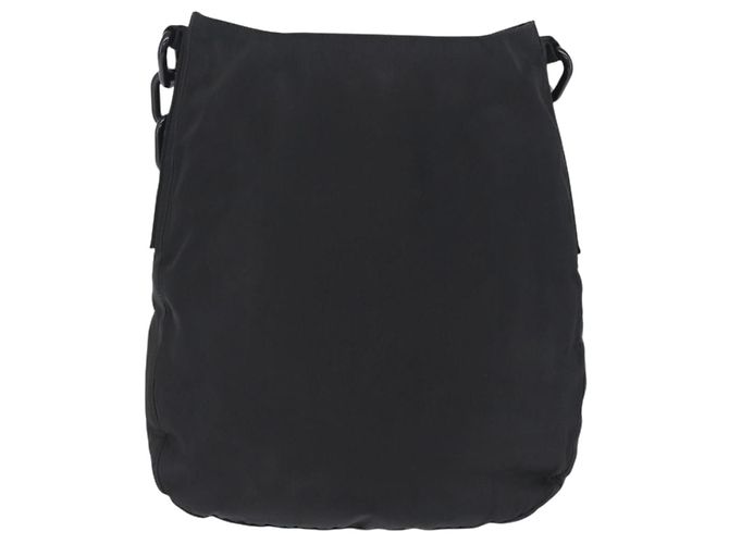 PRADA Schultertasche mit Kunststoffkette Nylon Schwarz Silber - Ansicht 3