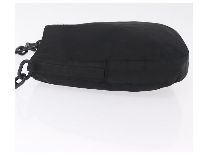 PRADA Schultertasche mit Kunststoffkette Nylon Schwarz Silber - Ansicht 5