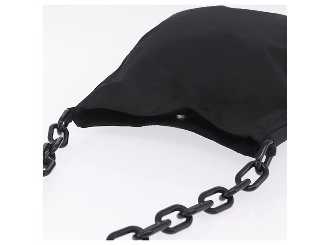 PRADA Schultertasche mit Kunststoffkette Nylon Schwarz Silber - Ansicht 6