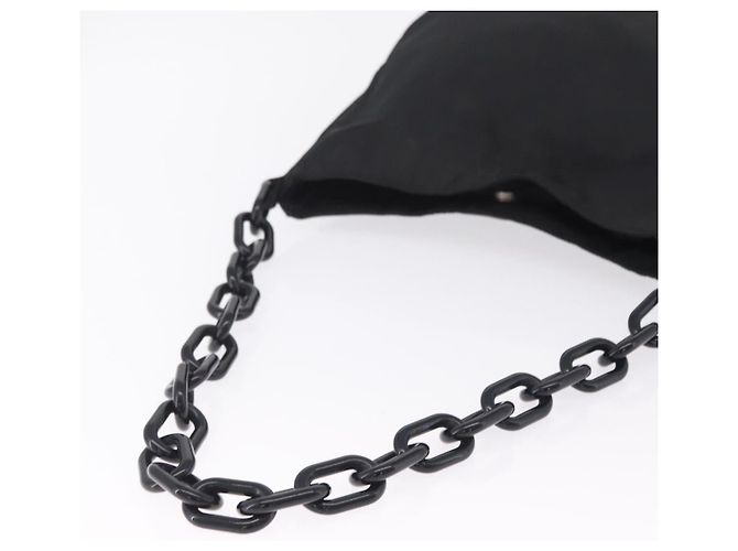 PRADA Schultertasche mit Kunststoffkette Nylon Schwarz Silber - Ansicht 7