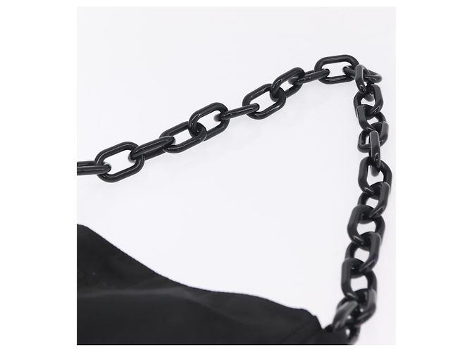 PRADA Schultertasche mit Kunststoffkette Nylon Schwarz Silber - Ansicht 8