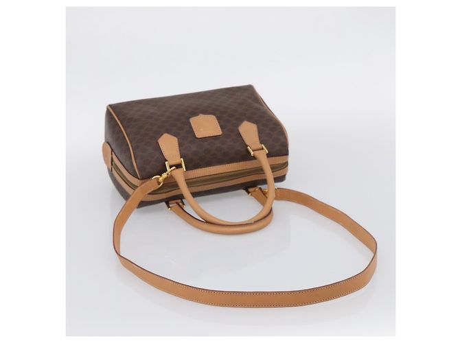 Céline CELINE Macadam Canvas Boston Bag PVC Leather 2way Brown Gold - vista 10