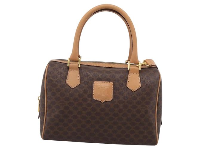 Céline CELINE Macadam Canvas Boston Bag PVC Leather 2way Brown Gold - vista 2