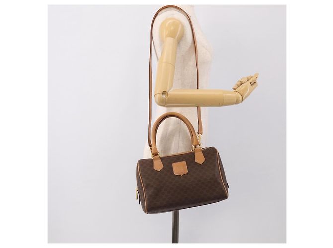 Céline CELINE Macadam Canvas Boston Bag PVC Leather 2way Brown Gold - vista 25