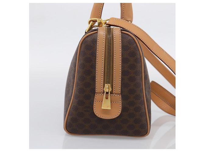 Céline CELINE Macadam Canvas Boston Bag PVC Leather 2way Brown Gold - vista 4