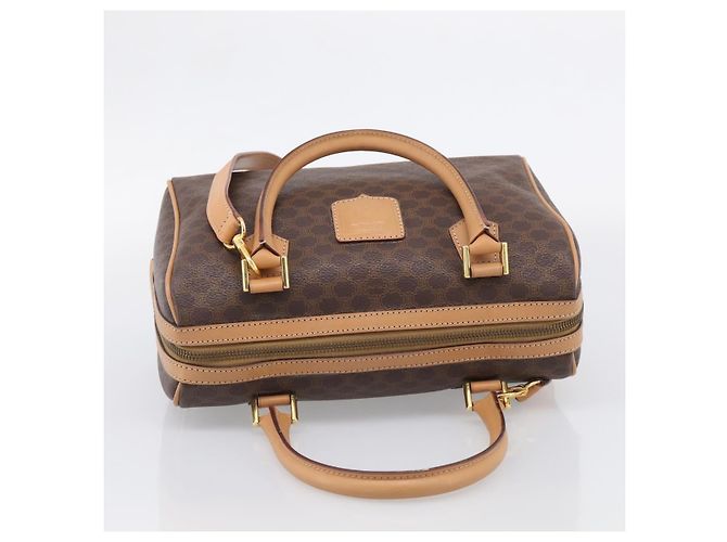 Céline CELINE Macadam Canvas Boston Bag PVC Leather 2way Brown Gold - vista 7
