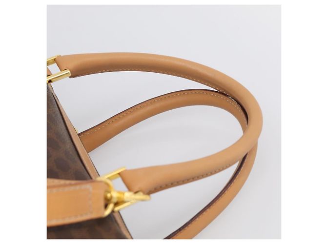 Céline CELINE Macadam Canvas Boston Bag PVC Leather 2way Brown Gold - vista 9