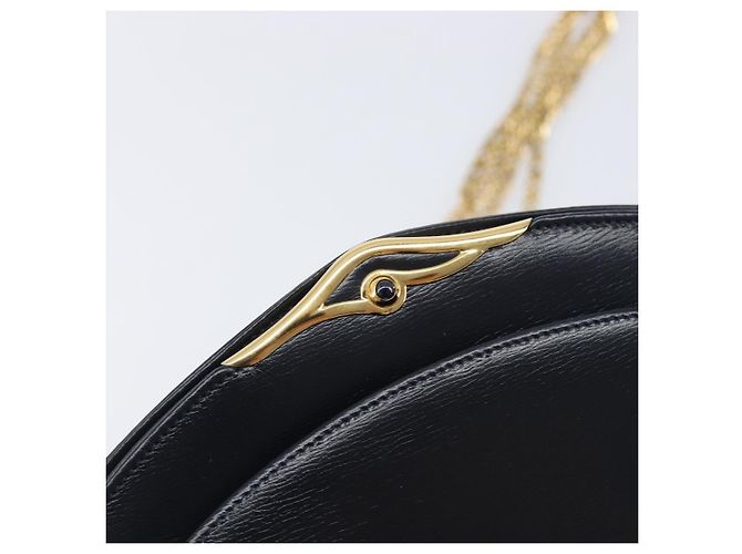 Cartier Sapphire Line Chain Shoulder Bag Leather Navy Gold - vista 16