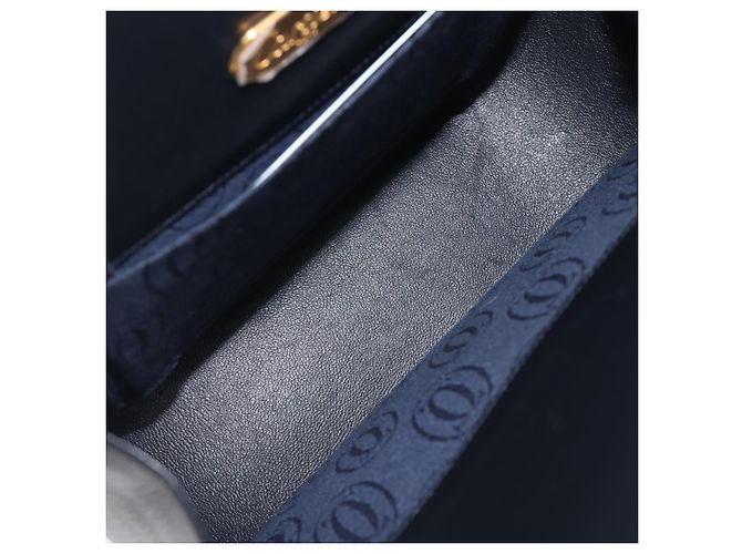 Cartier Sapphire Line Chain Shoulder Bag Leather Navy Gold - vista 18