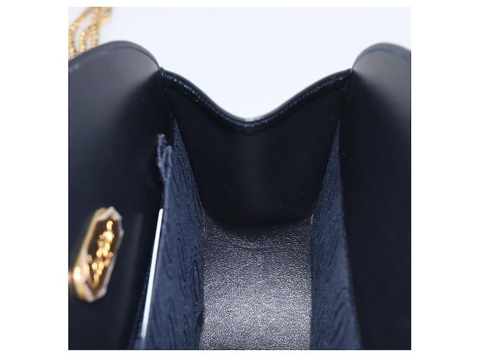 Cartier Sapphire Line Chain Shoulder Bag Leather Navy Gold - vista 19