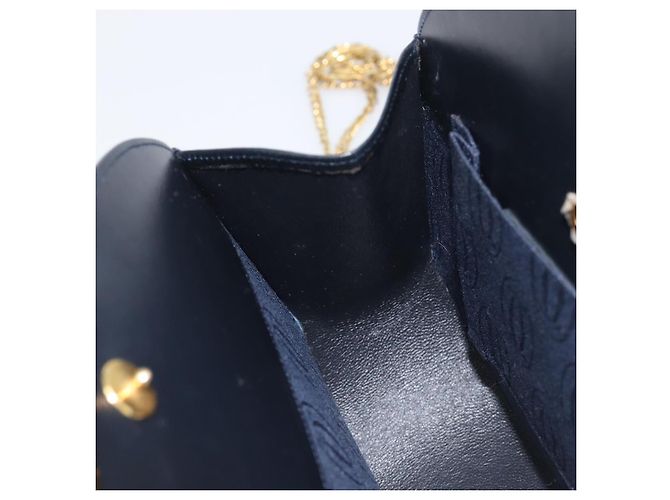 Cartier Sapphire Line Chain Shoulder Bag Leather Navy Gold - vista 20